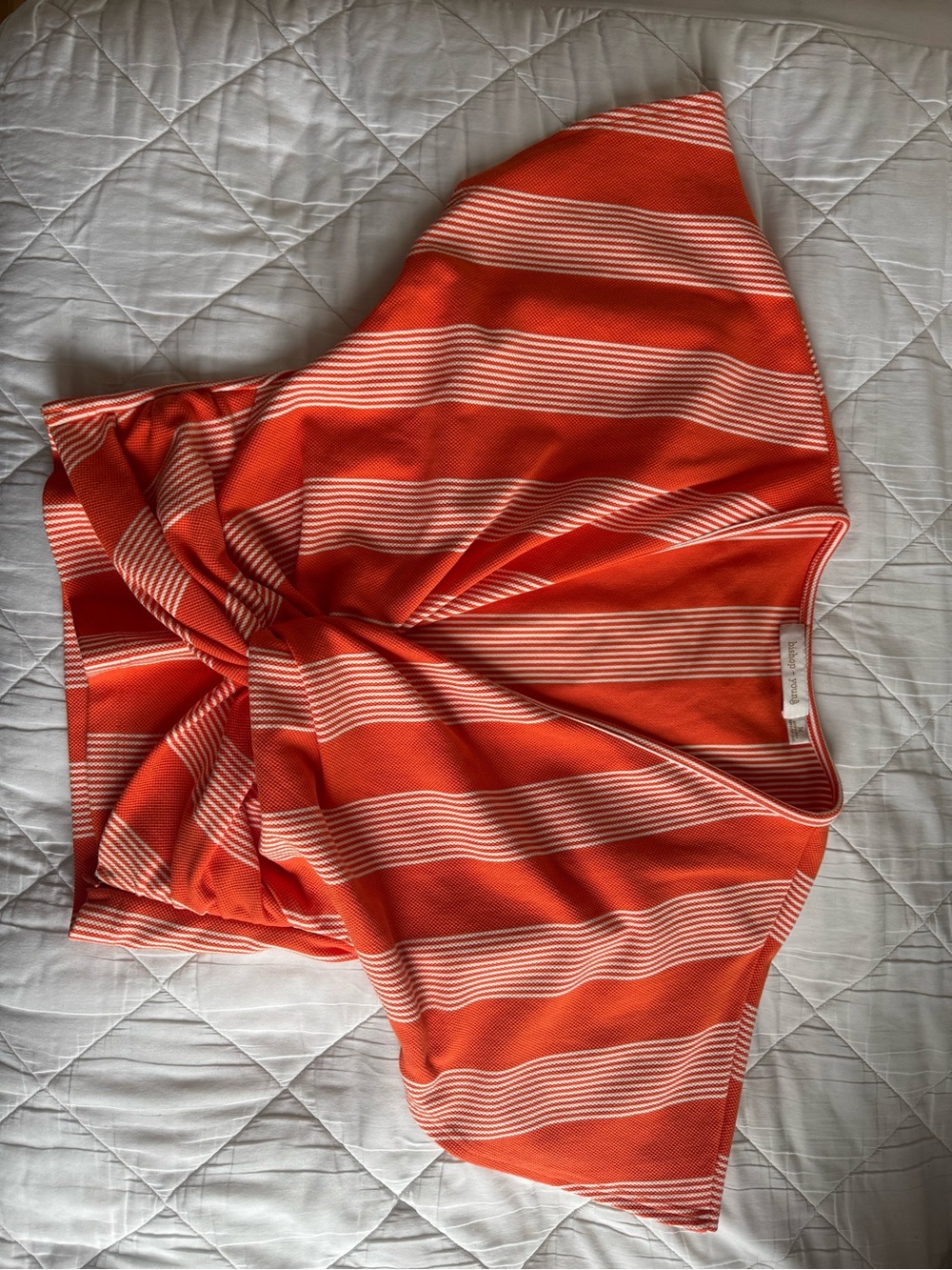 bishop + young Orange and White Striped Knot-Front Skort